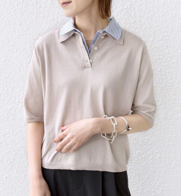 SHIPS for women「【WEB限定】〈手洗い可能〉ダブルカラー ショート スリーブ ポロ」|ポロシャツ|