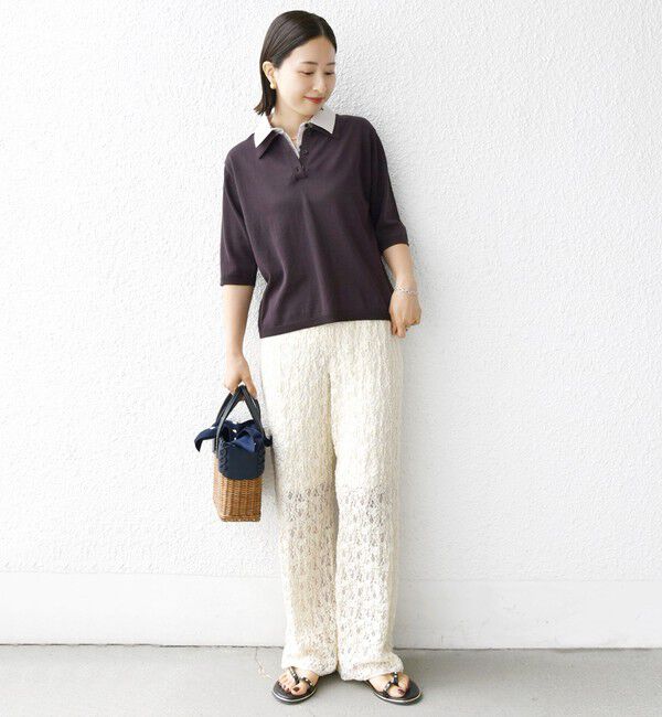 SHIPS for women「【WEB限定】〈手洗い可能〉ダブルカラー ショート スリーブ ポロ」|ポロシャツ|