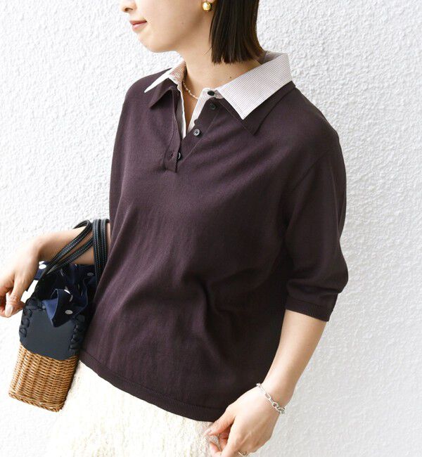 SHIPS for women「【WEB限定】〈手洗い可能〉ダブルカラー ショート スリーブ ポロ」|ポロシャツ|