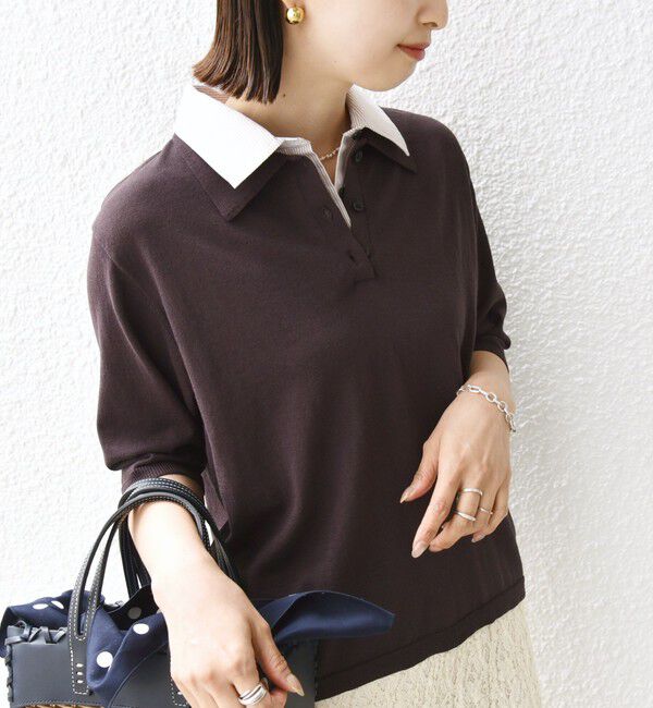 SHIPS for women「【WEB限定】〈手洗い可能〉ダブルカラー ショート スリーブ ポロ」|ポロシャツ|