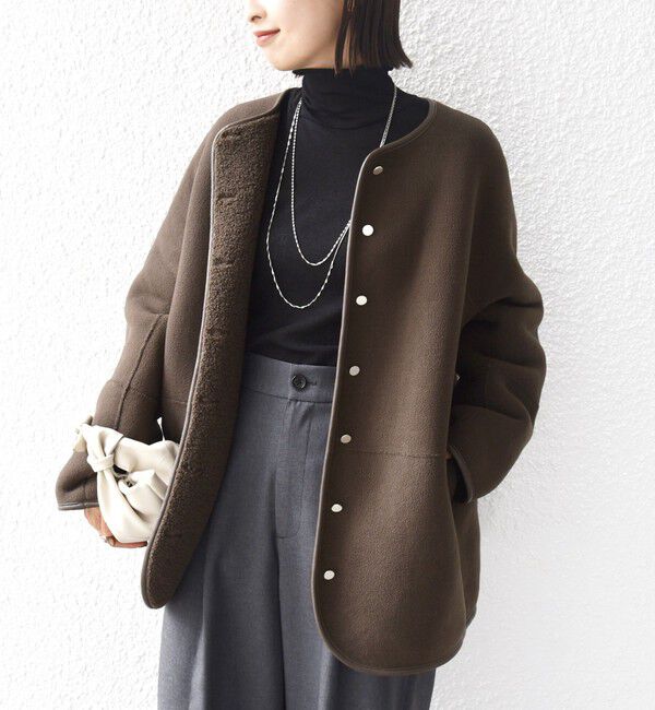 SHIPS for women「【一部WEB限定】〈手洗い可能〉NEW リバーシブル ボア ブルゾン」|ブルゾン・スタジャン|