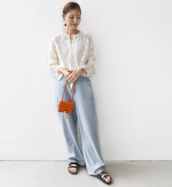 SHIPS for women「【WEB限定】〈手洗い可能〉チュール フェザー レース 羽織」|シャツ・ブラウス|