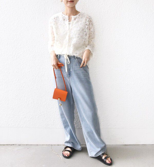 SHIPS for women「【WEB限定】〈手洗い可能〉チュール フェザー レース 羽織」|シャツ・ブラウス|