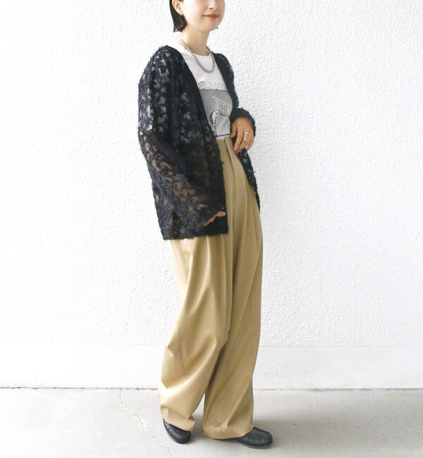 SHIPS for women「【WEB限定】〈手洗い可能〉チュール フェザー レース 羽織」|シャツ・ブラウス|