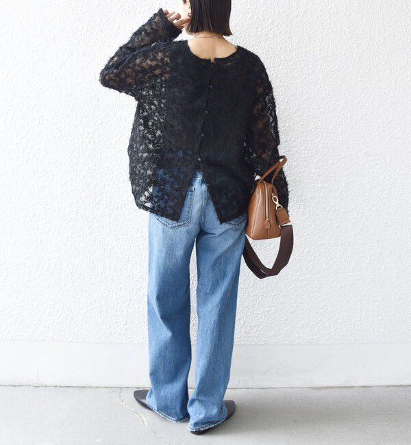 SHIPS for women「【WEB限定】〈手洗い可能〉チュール フェザー レース 羽織」|シャツ・ブラウス|