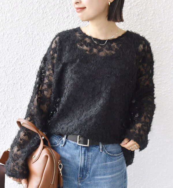 SHIPS for women「【WEB限定】〈手洗い可能〉チュール フェザー レース 羽織」|シャツ・ブラウス|