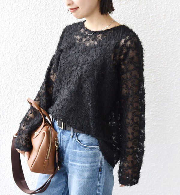 SHIPS for women「【WEB限定】〈手洗い可能〉チュール フェザー レース 羽織」|シャツ・ブラウス|