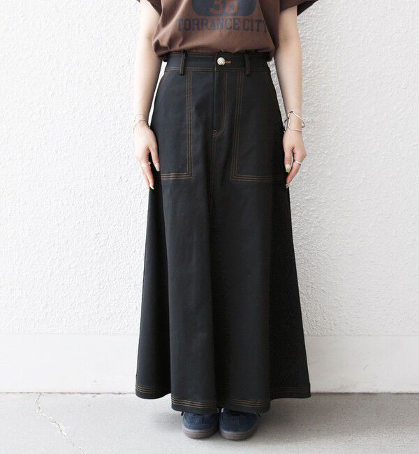 SHIPS any「SHIPS any:〈洗濯機可能〉チノ ステッチ フレア ロング スカート」|フレア|