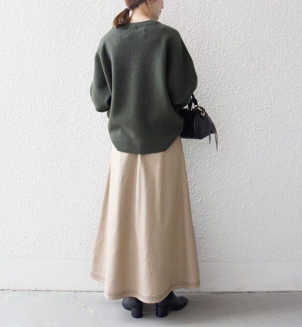 SHIPS any「SHIPS any:〈洗濯機可能〉チノ ステッチ フレア ロング スカート」|フレア|