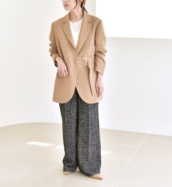 quaranciel「quaranciel:〈洗濯機可能〉ダブルクロス ベルト デザイン 3way テーラード ジャケット」|テーラードジャケット|