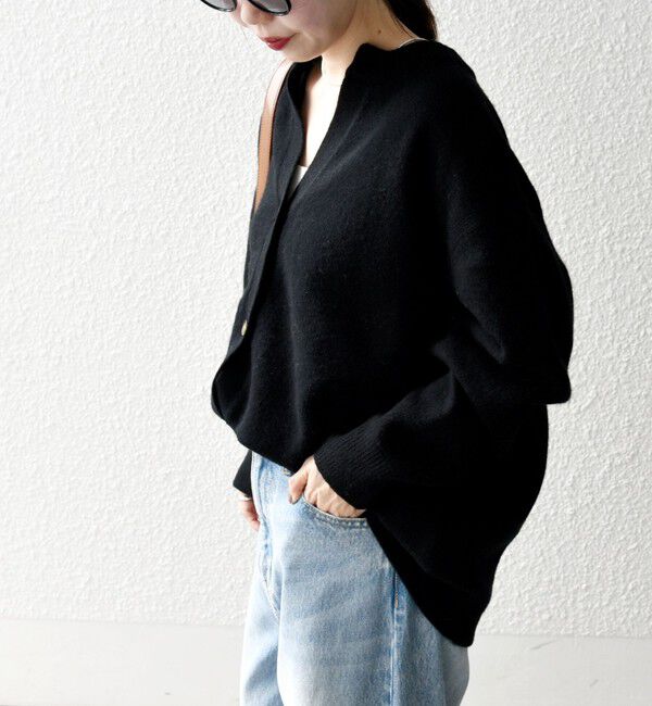 SHIPS any「SHIPS any:〈手洗い可能〉AQUA カシミヤ ミックス スキッパー カーディガン」|カーディガン|