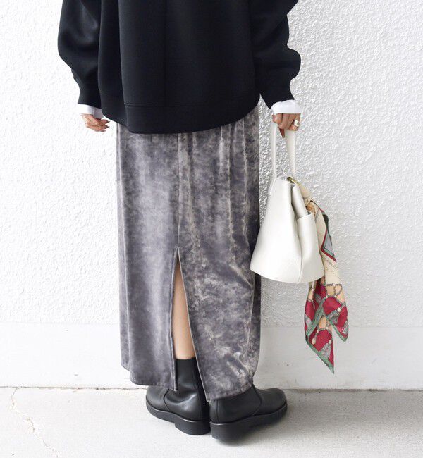 SHIPS for women「〈手洗い可能〉スノー クラッシュ ポリエステル ベロア ウエスト ゴム スカート」|スカート|