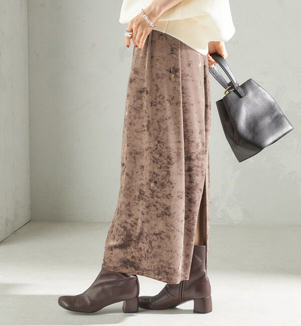 SHIPS for women「〈手洗い可能〉スノー クラッシュ ポリエステル ベロア ウエスト ゴム スカート」|スカート|