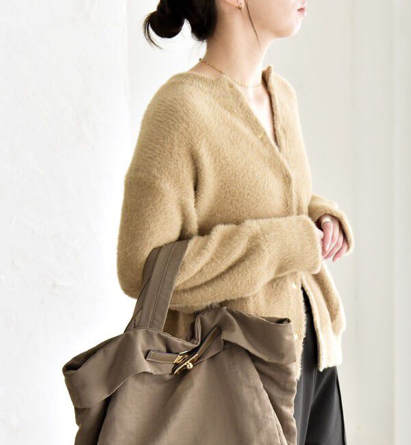 quaranciel「quaranciel:〈手洗い可能〉ファーライク クルーネック スナップ ニット カーディガン」|カーディガン|