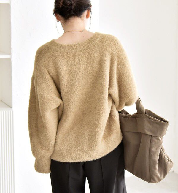 quaranciel「quaranciel:〈手洗い可能〉ファーライク クルーネック スナップ ニット カーディガン」|カーディガン|