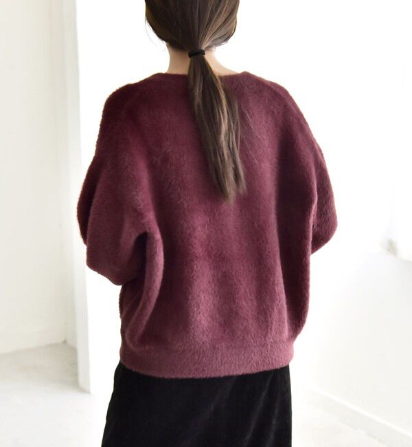 quaranciel「quaranciel:〈手洗い可能〉ファーライク クルーネック スナップ ニット カーディガン」|カーディガン|