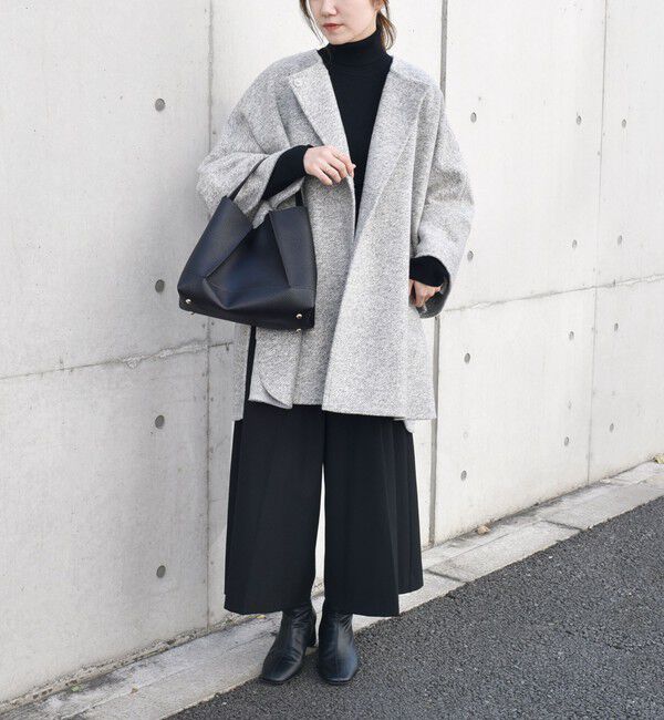 quaranciel「quaranciel: スライバー ウール ミックス クルーネック コート」|ノーカラーコート|