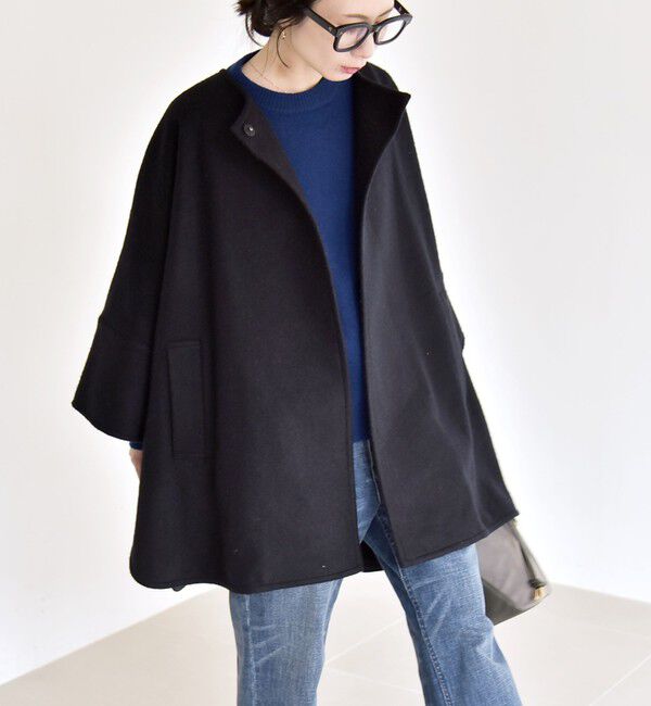quaranciel「quaranciel: スライバー ウール ミックス クルーネック コート」|ノーカラーコート|