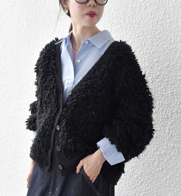 SHIPS any「SHIPS any: ループ ニット Vネック ショート カーディガン」|カーディガン|