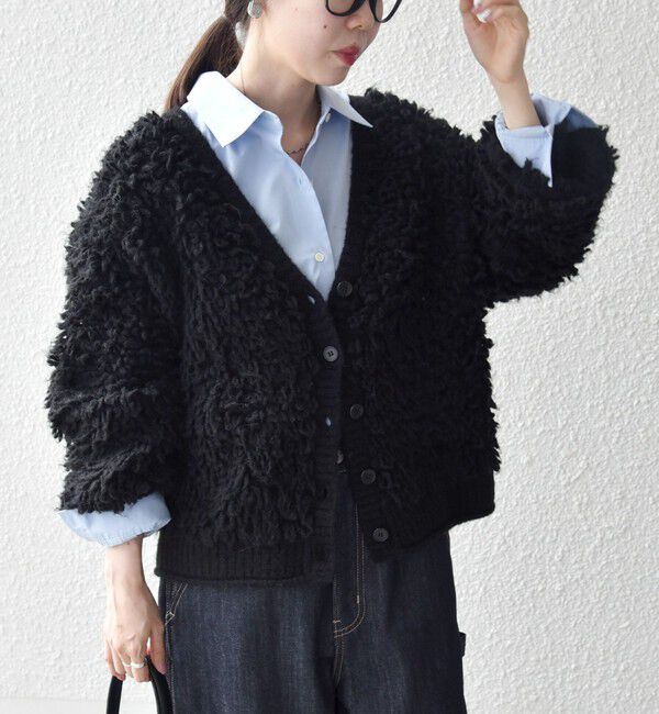 SHIPS any「SHIPS any: ループ ニット Vネック ショート カーディガン」|カーディガン|