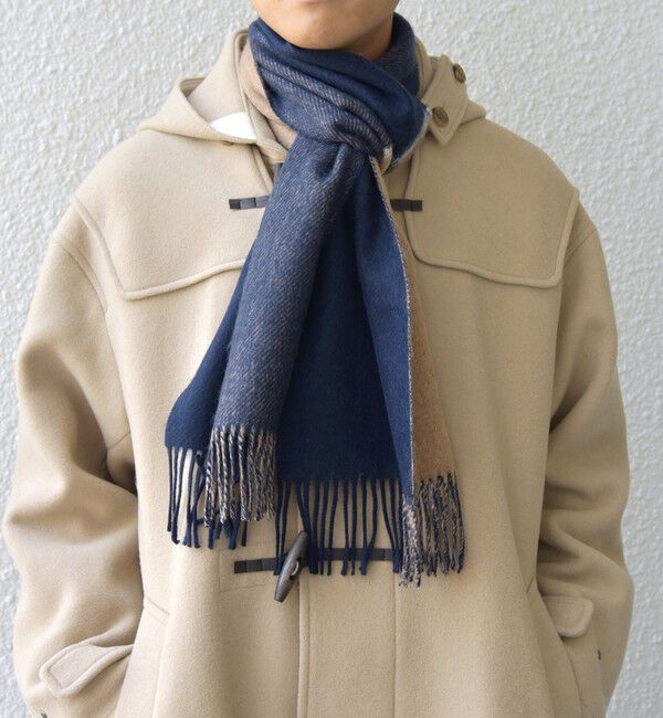 SHIPS any「SHIPS any: サープラスヤーン ウール カシミヤ リバーシブル パネル マフラー◇」|マフラー|