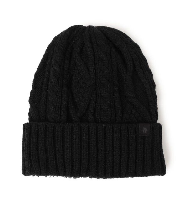 SHIPS any「SHIPS any: ケーブル ボア ワンポイント ピスネーム ワッチキャップ (ユニセックス)」|ニット帽|ブラック