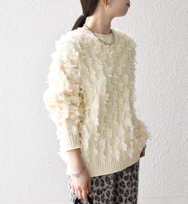 SHIPS any「SHIPS any:〈手洗い可能〉フリンジ デザイン ニット プルオーバー」|ニット・セーター|