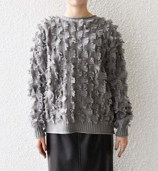 SHIPS any「SHIPS any:〈手洗い可能〉フリンジ デザイン ニット プルオーバー」|ニット・セーター|
