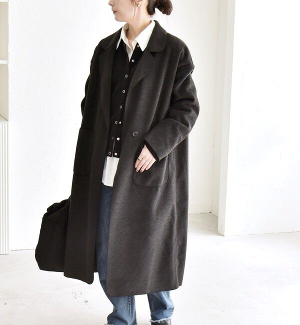quaranciel「quaranciel: ダブル パイル ニット ロング チェスター コート」|チェスターコート|チャコールグレー