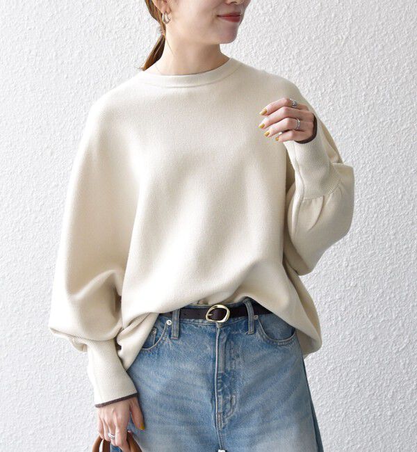 SHIPS any「SHIPS any:〈手洗い可能〉ダブルフェイス ボリュームスリーブ ニット プルオーバー」|ニット・セーター|