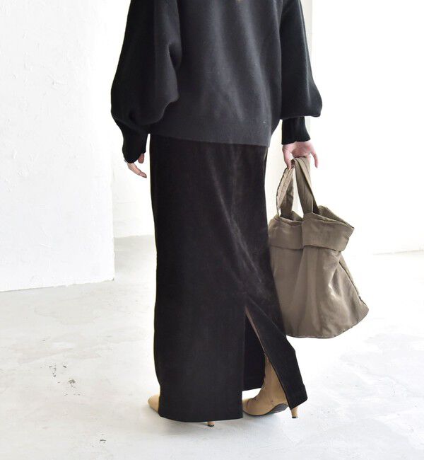 quaranciel「quaranciel:〈洗濯機可能〉ポリエステル ベロア Iライン イージー スカート」|スカート|