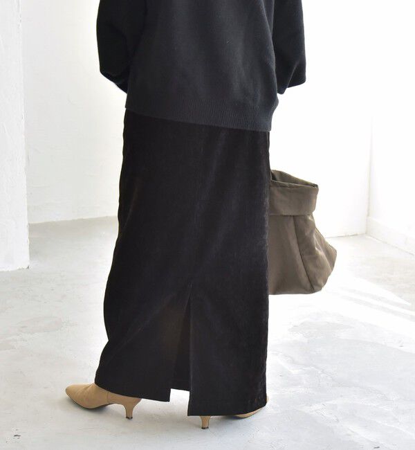 quaranciel「quaranciel:〈洗濯機可能〉ポリエステル ベロア Iライン イージー スカート」|スカート|