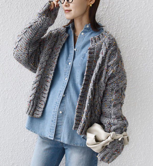 SHIPS for women「【WEB限定】〈手洗い可能〉ネップヤーン ケーブル ニット カーディガン」|カーディガン|