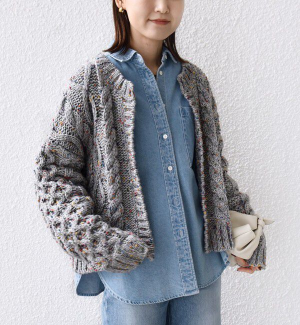 SHIPS for women「【WEB限定】〈手洗い可能〉ネップヤーン ケーブル ニット カーディガン」|カーディガン|