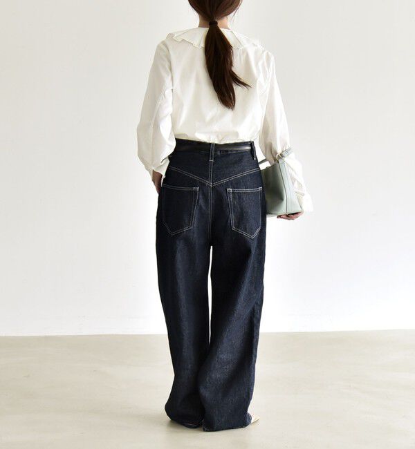 quaranciel「quaranciel:〈洗濯機可能〉タックカラー 2way キーネック シャツ ブラウス」|シャツ・ブラウス|