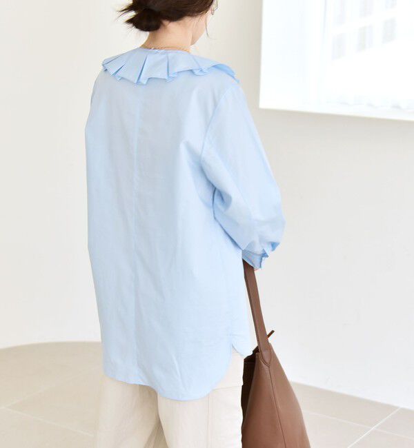 quaranciel「quaranciel:〈洗濯機可能〉タックカラー 2way キーネック シャツ ブラウス」|シャツ・ブラウス|