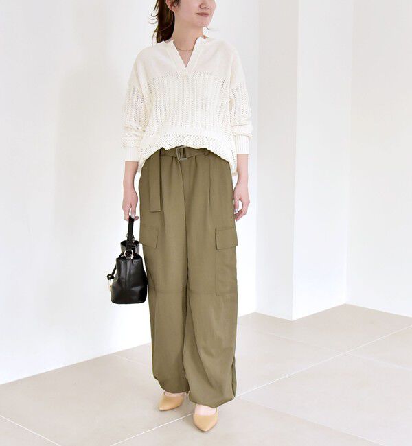 quaranciel「quaranciel:〈洗濯機可能〉ツイル ワイド イージー カーゴ パンツ」|カーゴ|