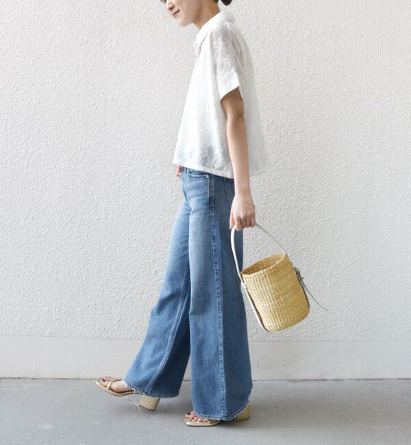 SHIPS for women「《予約》【WEB限定】〈手洗い可能〉シアー ジャカード ポロ 襟 ショート スリーブ プルオーバー」|ポロシャツ|