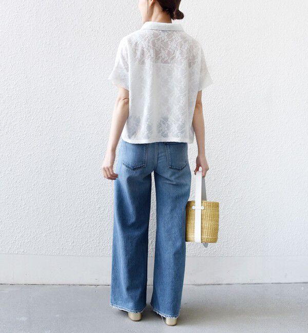 SHIPS for women「《予約》【WEB限定】〈手洗い可能〉シアー ジャカード ポロ 襟 ショート スリーブ プルオーバー」|ポロシャツ|