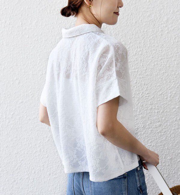 SHIPS for women「《予約》【WEB限定】〈手洗い可能〉シアー ジャカード ポロ 襟 ショート スリーブ プルオーバー」|ポロシャツ|