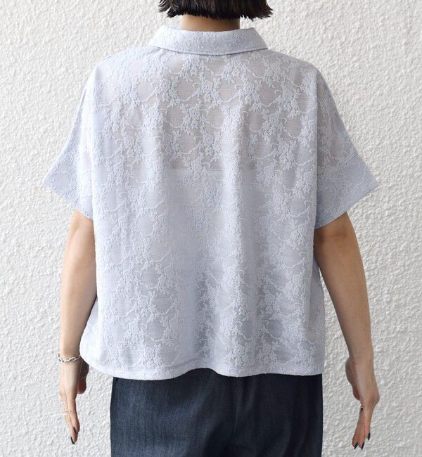 SHIPS for women「《予約》【WEB限定】〈手洗い可能〉シアー ジャカード ポロ 襟 ショート スリーブ プルオーバー」|ポロシャツ|