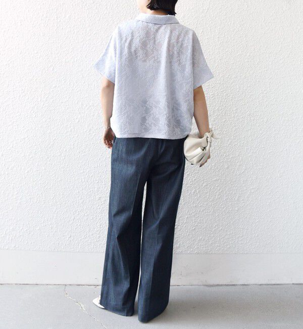 SHIPS for women「《予約》【WEB限定】〈手洗い可能〉シアー ジャカード ポロ 襟 ショート スリーブ プルオーバー」|ポロシャツ|