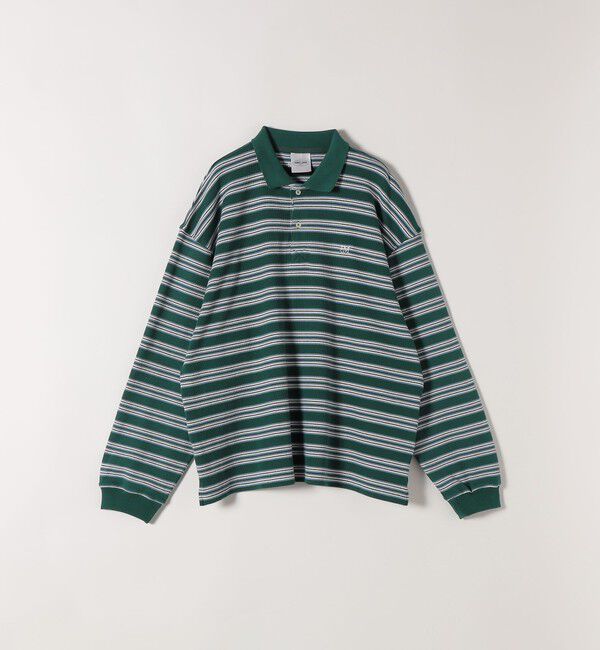 SHIPS any「PARROTT CANVAS:〈洗濯機可能〉マルチ ボーダー ロングスリーブ ポロ シャツ」|ポロシャツ|グリーン