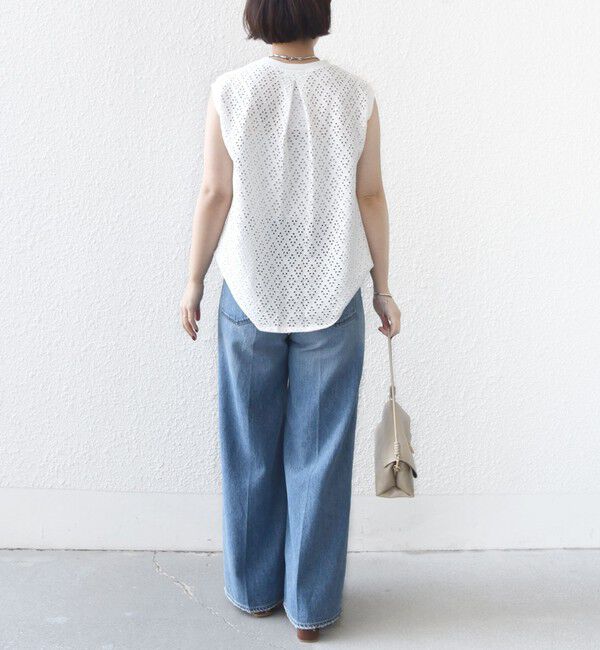 SHIPS for women「《予約》〈手洗い可能〉アイレット ノースリーブ フレア プルオーバー」|Tシャツ・カットソー|