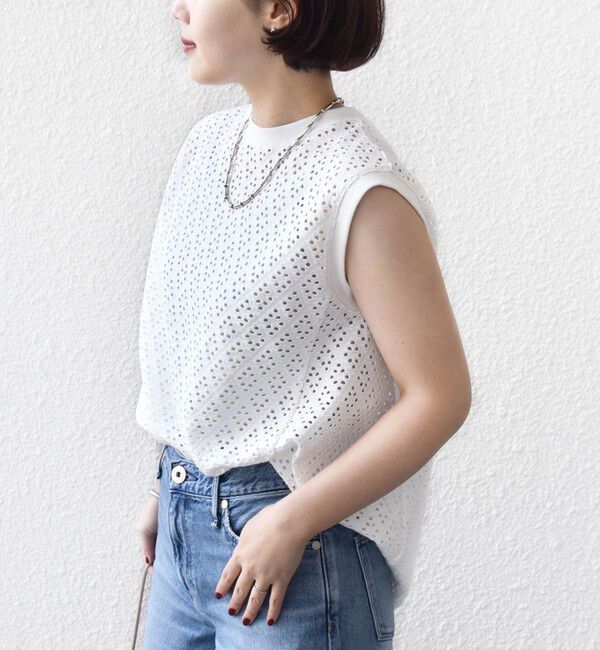 SHIPS for women「《予約》〈手洗い可能〉アイレット ノースリーブ フレア プルオーバー」|Tシャツ・カットソー|