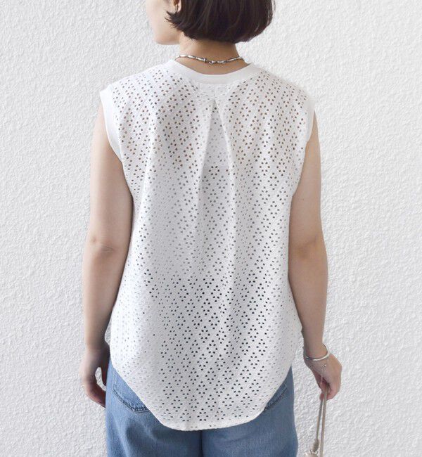 SHIPS for women「《予約》〈手洗い可能〉アイレット ノースリーブ フレア プルオーバー」|Tシャツ・カットソー|