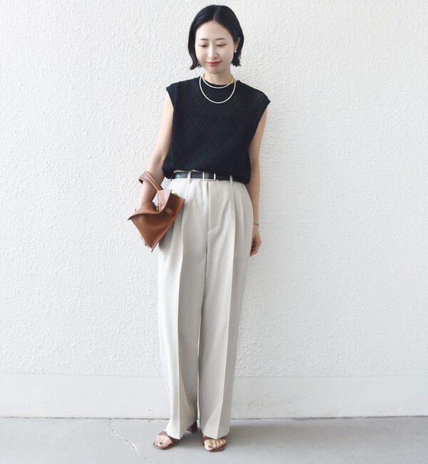 SHIPS for women「《予約》〈手洗い可能〉アイレット ノースリーブ フレア プルオーバー」|Tシャツ・カットソー|