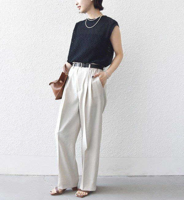 SHIPS for women「《予約》〈手洗い可能〉アイレット ノースリーブ フレア プルオーバー」|Tシャツ・カットソー|