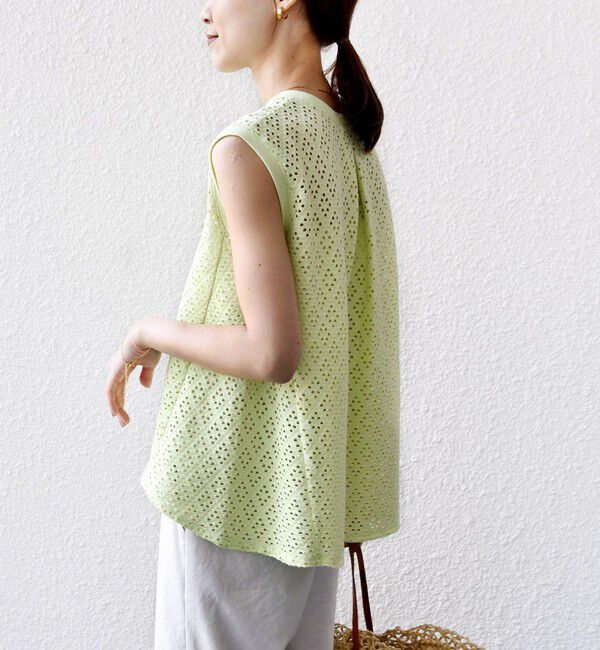 SHIPS for women「《予約》〈手洗い可能〉アイレット ノースリーブ フレア プルオーバー」|Tシャツ・カットソー|