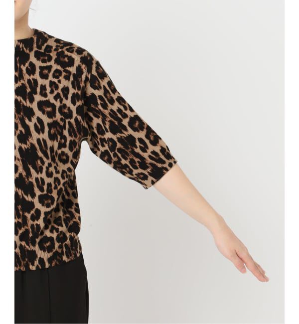 OUTDOOR PRODUCTS Usual Things「レオパード プリントクルーネックカーディガン」|ニット・セーター|